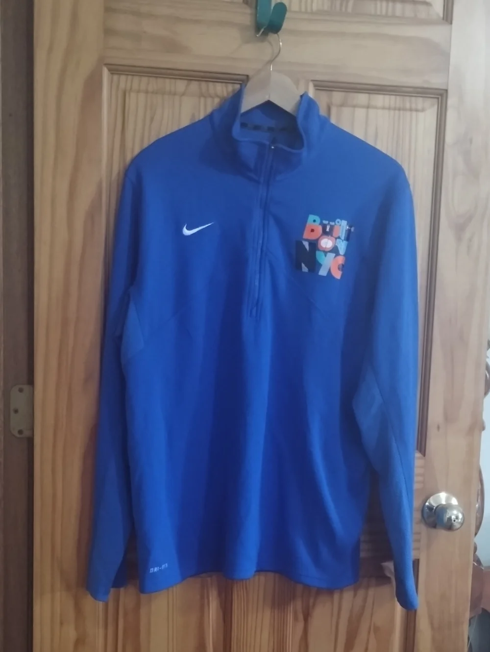 Nike Blue Quarter-Zip Pullover with Multicolor Chest Graphic